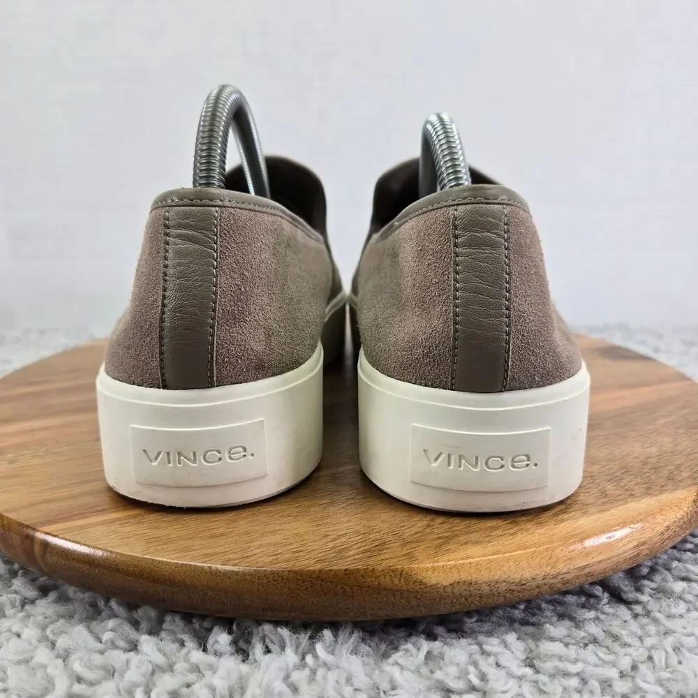 Vince Womens 9.5 Brendon B Brown Suede Slip On Platform Casual Lifestyle Sneaker